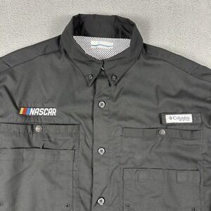 NASCAR Shirt Mens Small Black Columbia PFG Omni-Shade Short Sleeve UPF‎ Racing